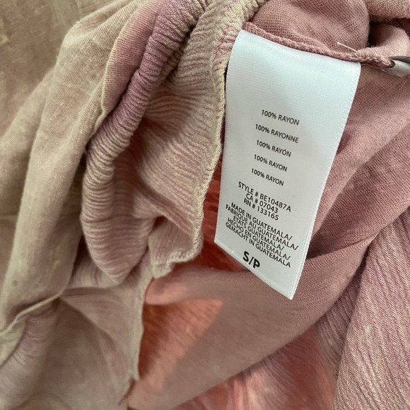 Anthropologie Eri + Ali Pink Bleached Long Sleeve Peplum Top Size Small - Picture 4 of 4